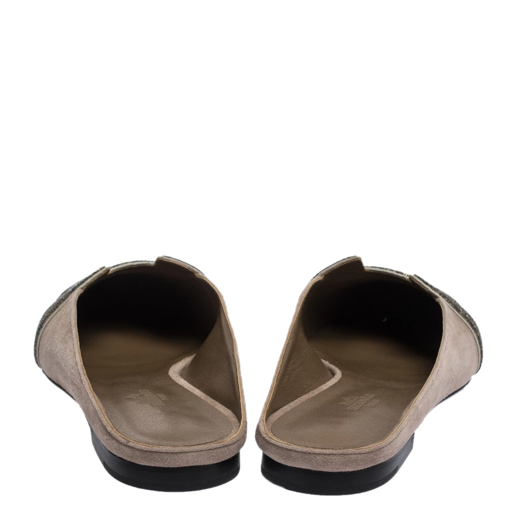 Hermes Beige Suede Roxane Flat Mules Size 40 For Women 7 Hermes Beige Suede Roxane Flat Mules Size 40 For Women - Image 5
