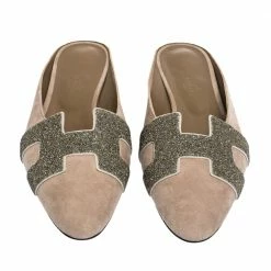 Hermes Beige Suede Roxane Flat Mules Size 40 For Women 12 Hermes Beige Suede Roxane Flat Mules Size 40 For Women -Deals Hermes Store luxury women hermes used shoes p286492 004