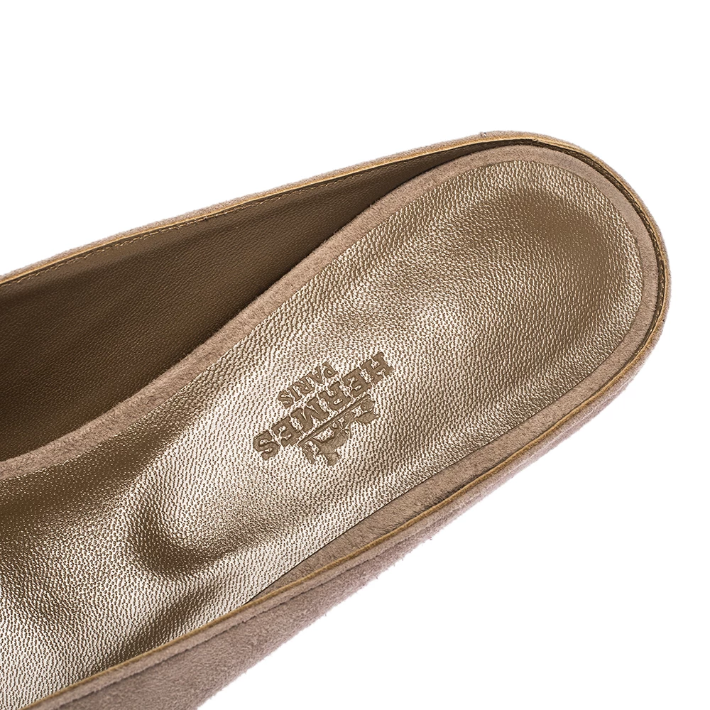 Hermes Beige Suede Roxane Flat Mules Size 40 For Women 9 Hermes Beige Suede Roxane Flat Mules Size 40 For Women - Image 7