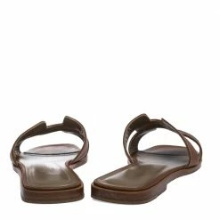 Hermes Brown Leather Oran Slide Flats Size 38 For Women -Deals Hermes Store luxury women hermes used shoes p287245 004