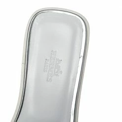 Hermes Silver Patent Leather Oran Slide Flats Size 36 For Women -Deals Hermes Store luxury women hermes used shoes p287789 003