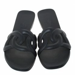 Hermes Black Rubber Aloha Flat Sandals Size 39 For Women -Deals Hermes Store luxury women hermes used shoes p289913 003