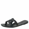 Hermes Black Rubber Aloha Flat Sandals Size 39 For Women