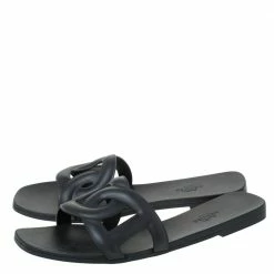 Hermes Black Rubber Aloha Flat Sandals Size 39 For Women -Deals Hermes Store luxury women hermes used shoes p289913 008