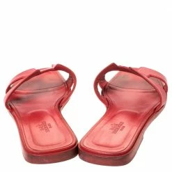 Hermes Red Leather Oran Slide Flats Size 39 For Women -Deals Hermes Store luxury women hermes used shoes p294912 005