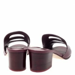Hermes Burgundy Leather Mona Slide Sandals Size 39.5 For Women -Deals Hermes Store luxury women hermes used shoes p298519 002