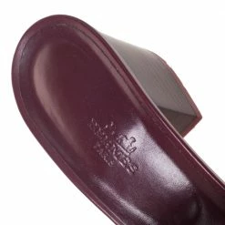 Hermes Burgundy Leather Mona Slide Sandals Size 39.5 For Women -Deals Hermes Store luxury women hermes used shoes p298519 004
