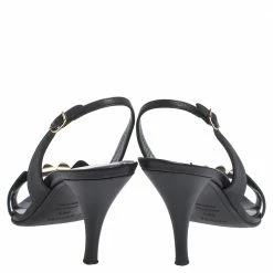 Hermes Black Leather Studded Night Slingback Sandals Size 38.5 For Women -Deals Hermes Store luxury women hermes used shoes p299567 002