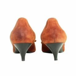 Hermes Brown Suede Pointed Toe Kitten Heels Pumps Size EU 38.5 For Women -Deals Hermes Store luxury women hermes used shoes p302800 002