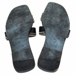 Hermes Black Textured Patent Cut Out Detail Oran Sandals Size 39 For Women -Deals Hermes Store luxury women hermes used shoes p303371 007