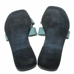 Hermes Light Blue Patent Leather Oran Flat Slides Size 38 For Women -Deals Hermes Store luxury women hermes used shoes p306696 002
