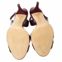 Hermes Burgundy Patent Leather Night Slingback Sandals Size 39 For Women -Deals Hermes Store luxury women hermes used shoes p310195 001