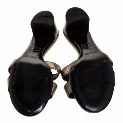 Hermes Metallic Bronze Leather Oasis Slide Sandals Size 37.5 For Women -Deals Hermes Store luxury women hermes used shoes p314064 001