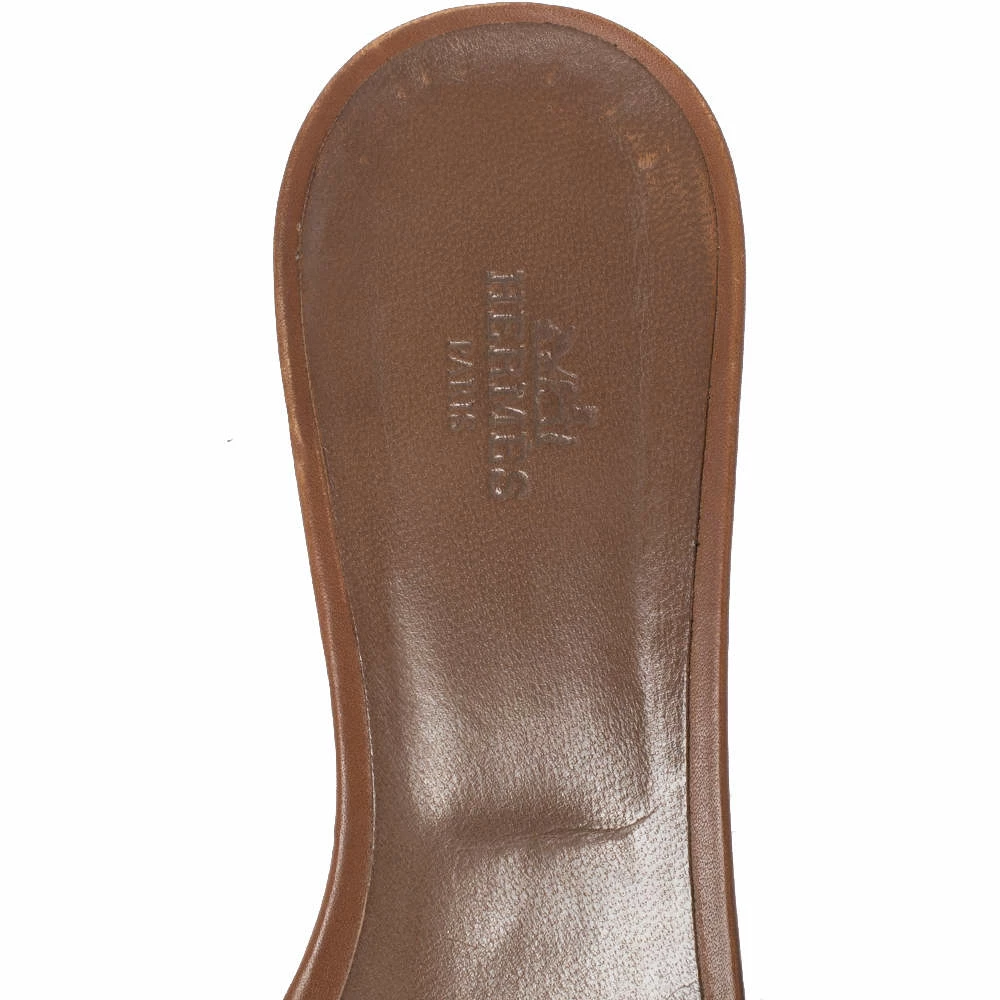 Hermes Brown Leather Oasis Slide Sandals Size 38 For Women 9 Hermes Brown Leather Oasis Slide Sandals Size 38 For Women - Image 7