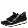 Hermes Black Patent Leather Quick Sneakers Size 37.5 For Women