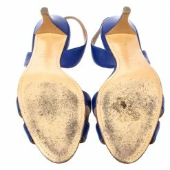 Hermes Royal Blue Leather Night Slingback Sandals Size 38.5 For Women -Deals Hermes Store luxury women hermes used shoes p314367 005