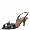Hermes Black Leather Night Slingback Sandals Size 39.5 For Women -Deals Hermes Store luxury women hermes used shoes p316779 006