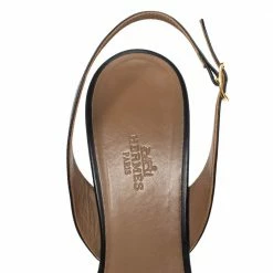 Hermes Black Leather Night Slingback Sandals Size 39.5 For Women -Deals Hermes Store luxury women hermes used shoes p316779 007