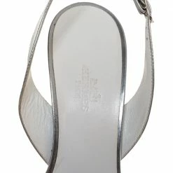 Hermes Silver Leather Night Slingback Sandals Size 39 For Women -Deals Hermes Store luxury women hermes used shoes p316880 004