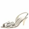 Hermes Silver Leather Night Slingback Sandals Size 39 For Women -Deals Hermes Store luxury women hermes used shoes p316880 009