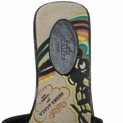 Hermes Black/Multicolor Suede And Canvas Brides De Gala Oran Flat Slides Size 39 For Women -Deals Hermes Store luxury women hermes used shoes p317035 006