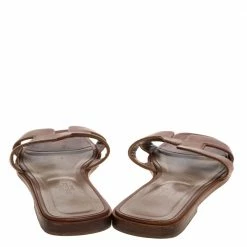 Hermes Brown Leather Oran Flat Sandals Size 42 For Women -Deals Hermes Store luxury women hermes used shoes p321917 004
