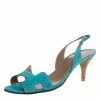 Hermes Blue Suede Leather Night Singback Sandals Size 39 For Women -Deals Hermes Store luxury women hermes used shoes p325223 009