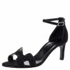 Hermes Black Suede Crystal Embellished Premiere Ankle Strap Sandals Size 38.5 For Women -Deals Hermes Store luxury women hermes used shoes p325632 003