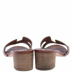 Hermes Brown Leather Oran Block Heel Sandals Size 39 For Women -Deals Hermes Store luxury women hermes used shoes p326160 1599738081 008