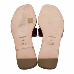 Hermes Purple Shine Alligator Oran Flat Sandals Size 42 For Women -Deals Hermes Store luxury women hermes used shoes p327908 007