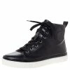 Hermes Hermès Black Leather Jimmy Lace Up High Top Sneakers Size 38 For Women