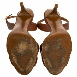 Hermes Brown Leather Night Slingback Sandals Size 38.5 For Women -Deals Hermes Store luxury women hermes used shoes p329647 001