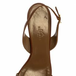 Hermes Brown Leather Night Slingback Sandals Size 38.5 For Women -Deals Hermes Store luxury women hermes used shoes p329647 004