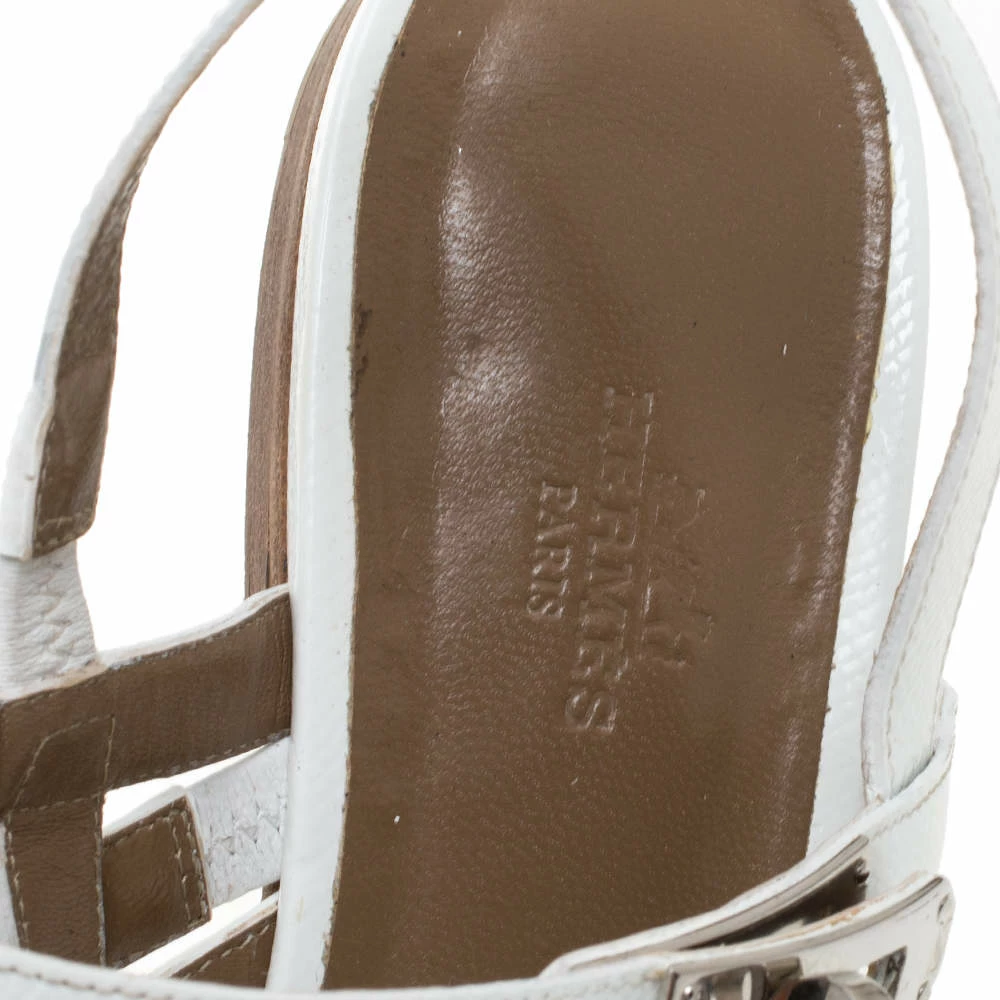 Hermes White Leather Marine Strappy Flat Sandals Size 38.5 For Women 9 Hermes White Leather Marine Strappy Flat Sandals Size 38.5 For Women - Image 7
