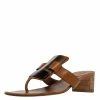 Hermes Brown Leather Embellished Thong Sandals Size 38.5 For Women