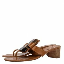 Hermes Brown Leather Embellished Thong Sandals Size 38.5 For Women 13 Hermes Brown Leather Embellished Thong Sandals Size 38.5 For Women -Deals Hermes Store luxury women hermes used shoes p330650 007