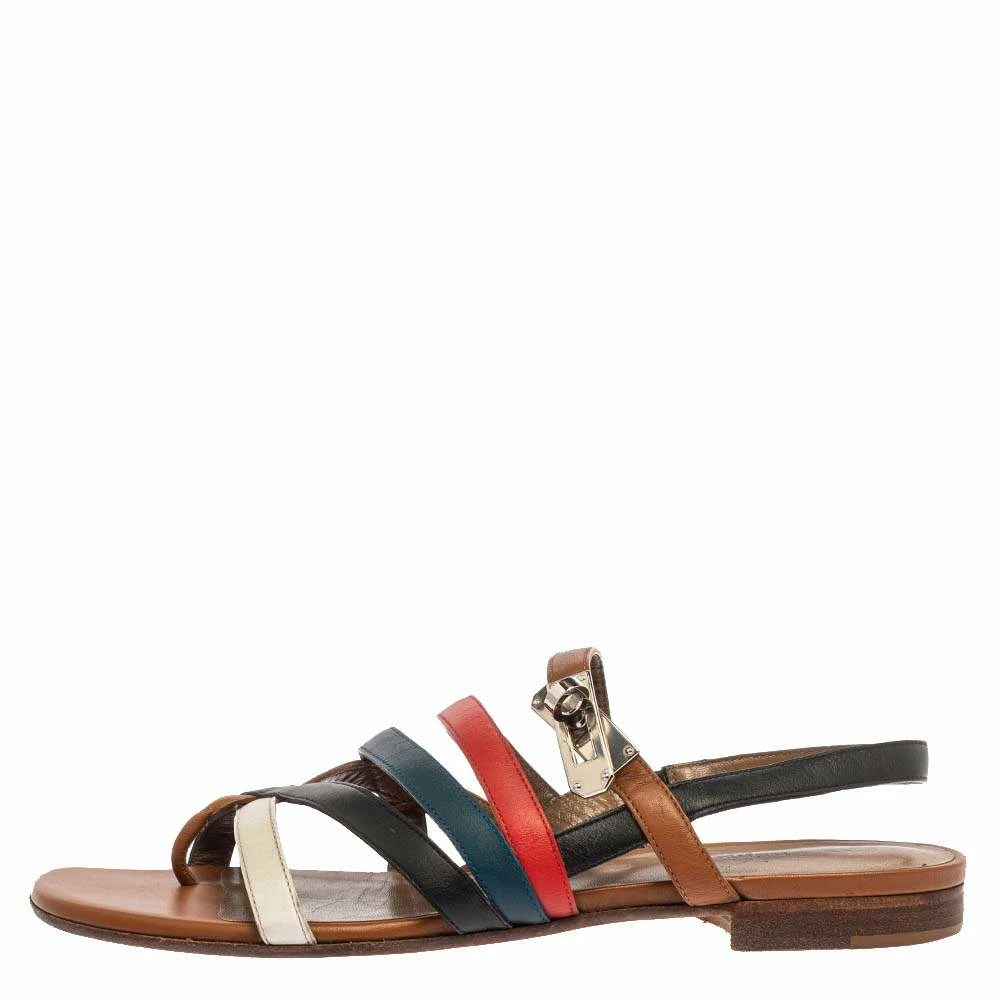 Hermes Multicolor Leather Marine Strappy Flat Sandals Size 39 For Women 4 Hermes Multicolor Leather Marine Strappy Flat Sandals Size 39 For Women - Image 2