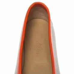 Hermes Beige/Orange Canvas And Leather Loafers Size 39.5 For Women 16 Hermes Beige/Orange Canvas And Leather Loafers Size 39.5 For Women -Deals Hermes Store luxury women hermes used shoes p330732 006