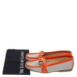 Hermes Beige/Orange Canvas And Leather Loafers Size 39.5 For Women 17 Hermes Beige/Orange Canvas And Leather Loafers Size 39.5 For Women -Deals Hermes Store luxury women hermes used shoes p330732 008