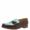 Hermes Blue/Brown Leather Kennedy Slip On Loafers Size 39 For Women