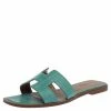 Hermes Light Blue Matt Crocodile Oran Flat Sandals Size 39 For Women -Deals Hermes Store luxury women hermes used shoes p334255 005