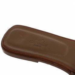 Hermes Brown Leather Oran Slide Sandals Size 38.5 For Women -Deals Hermes Store luxury women hermes used shoes p335030 006