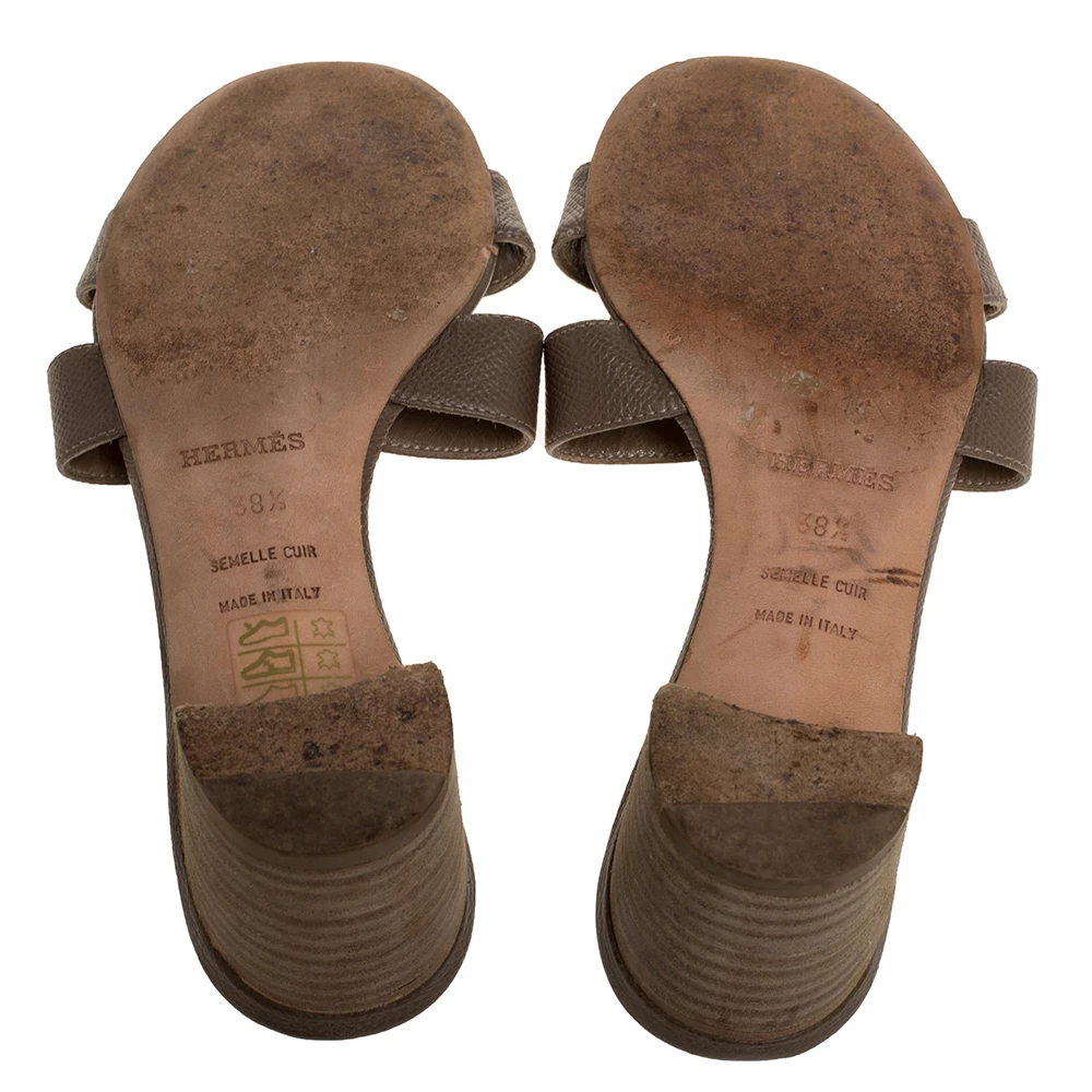 Hermes Grey Lizard Embossed Leather Oasis Open Toe Sandals Size 38.5 For Women 8 Hermes Grey Lizard Embossed Leather Oasis Open Toe Sandals Size 38.5 For Women - Image 6