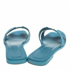 Hermes Light Blue Leather Oran Flat Sandals Size 40 For Women -Deals Hermes Store luxury women hermes used shoes p335621 002