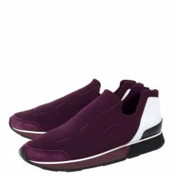 Hermes Burgundy Neoprene And Leather Miles Slip On Sneakers Size 41 For Women -Deals Hermes Store luxury women hermes used shoes p335990 007