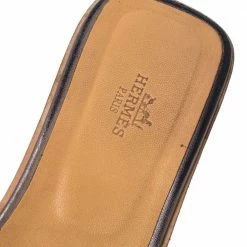 Hermes Metallic Brown Leather Oran Flats Size 40 For Women -Deals Hermes Store luxury women hermes used shoes p336072 005