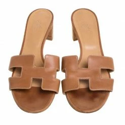 Hermes Brown Leather Oasis Sandals Size 39 For Women -Deals Hermes Store luxury women hermes used shoes p338631 1603690349 006