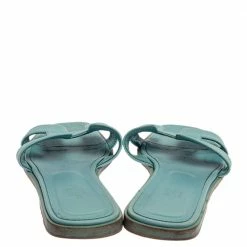 Hermes Light Blue Leather Oran Flat Sandals Size 38.5 For Women -Deals Hermes Store luxury women hermes used shoes p340159 003