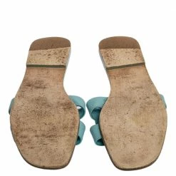 Hermes Light Blue Leather Oran Flat Sandals Size 38.5 For Women -Deals Hermes Store luxury women hermes used shoes p340159 007
