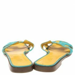 Hermes Blue Fabric Oran Flat Slides Size 41 For Women -Deals Hermes Store luxury women hermes used shoes p340810 005